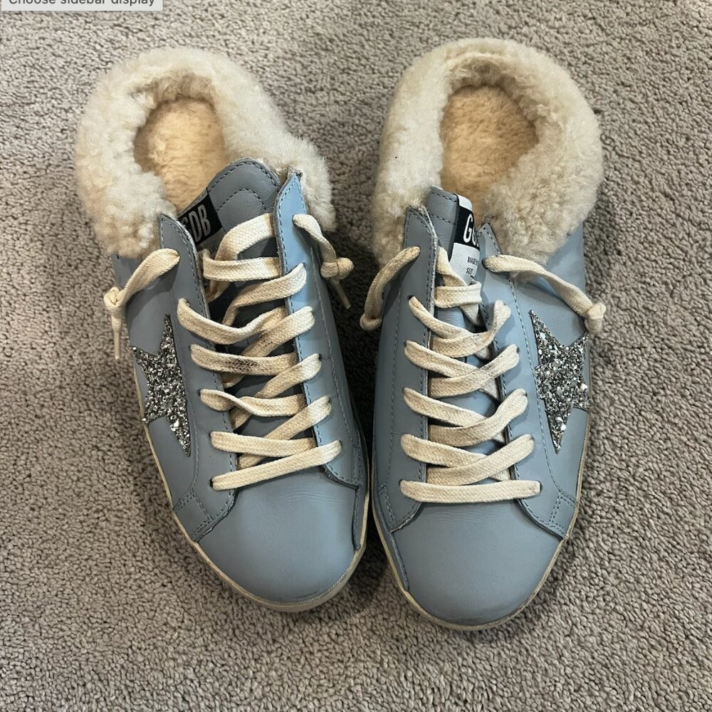 Rare Light Blue Golden Geese Slippers- Size 9